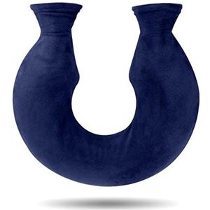 Mini warmwaterkruik, warmwaterkruik 1400 ml U-vormige nek warmwaterzak met pluche hoes winter nekbeschermer waterinjectiefles voor nekwervelkolom fysiotherapie (maat : rood) (Maat: blauw)
