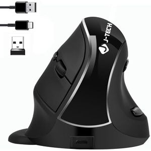 JTD Verticale ergonomische draadloze muis, oplaadbaar 2,4 G RF en Bluetooth 4.0 Wireless Optical Mouse 800/1200/1600/2400 DPI voor kleine wijzers (v638-dual mode)