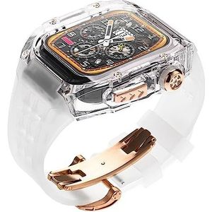 OFWAX Transparante Horlogekast Band Mod Kit, Voor Apple Watch 45mm 44mm, Horloge Cover+Fluororubber Sport Horloge Strap, Voor Iwatch Series 8 7 6 SE 5 4 Band Refit, 45MM, agaat