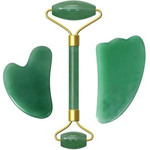 Kristallen roller en draagbare kalebas set voor massage groene jade roller natuurlijke avontuur steen schoonheid accessoire 1 stuk (kleur: type A)