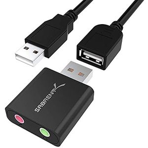 SABRENT Aluminium USB Externe Stereo Geluidsadapter voor Windows en Mac. Klaar voor gebruik, geen drivers nodig [zwart] (AU-EMCB)