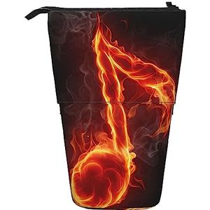 Muziek noot Potlood Case Telescopische Make-up Tas Pop Up Office Organizer Box Staande Pen Houder Cosmetica Tas Met Ritssluiting, Zwart, Eén maat