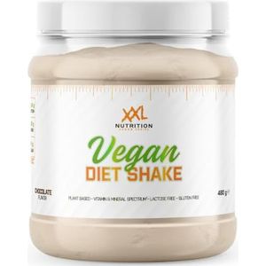 XXL Nutrition - Vegan Diet Shake - Maaltijdshake, Eiwit Shake, Maaltijdvervanger - Whey Protein Shake Incl. Vitamines & Mineralen - Chocolade - 480 Gram