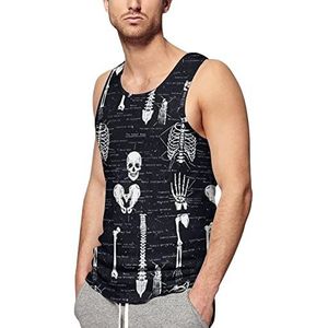 Skull Dark Skeleton Anatomy Heren Spier Tank Tops Print Mouwloze T-shirts Workout Fitness Tee Ondershirts XL