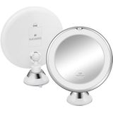 Navaris - LED Make-up Spiegel - Wit - Vergrootspiegel met 15x vergroting - 360° draaibaar
