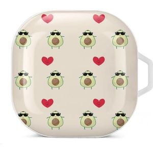 Grappige avocado met hart oordopjes hoesje compatibel met Samsung hard shell beschermhoes witte stijl