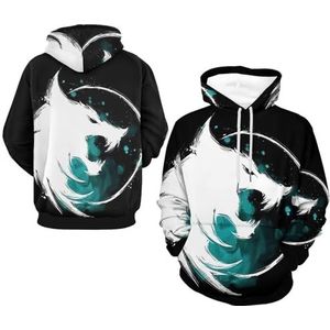 Viking Wolf Hoodies met Grafische Print, Modieus Lichtgewicht Sweatshirt met Lange Mouwen en Grote Zakken, Losse Trui Voor Koppels met Lange Mouwen(Viking wolf,5XL)