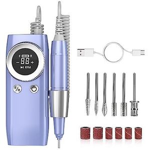 Elektrische nagelvijl, Elektrische Nagel Boor 45000Rpm Draagbare Draadloze Nagelvijl Machine for Acryl Gel Nagels Manicure Pedicure Polijsten Vorm Gereedschap voor zowel natuurlijke als kunstnagels (