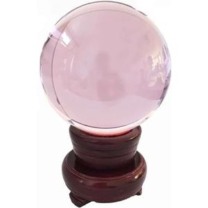 Kristallen kroonluchter prisma's 50 mm-100 mm kristallen bol roze steen bol huis decoratieve decoratie ambachten voor lampdecoratie sieraden maken (kleur: houten basis, maat: 80 mm)