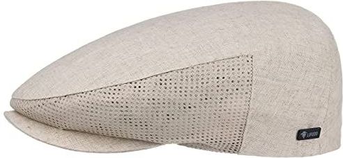 Lipodo linnen flatcap beige heren - Pet met klep 60% katoen, 40% linnen - Made in Italy - Flatcap voor voorjaar/zomer met meshinzetten - Zomercap - Cap met meshvoering - 55 cm beige