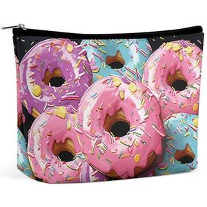 HJUQNGF Kat Vlinder Cosmetische Tas Draagbare Toilettas Grote Capaciteit Reizen Make-up Tassen Schoonheid Make-up Organizer voor Full-Size Shampoo Conditioner Borstels Set Make-up Accessoires, Donut