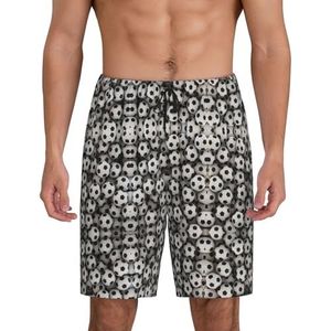 Heren Voetbal Zee Print Lounge Shorts Pyjama Bottoms Nachtkleding Shorts Kerst Shorts Losse Sport Broek, Zwart, XL