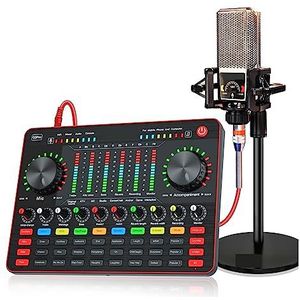 Geluidskaartset, Live Geluidskaart Studio Condensator Microfoon Kit Audio Webcast Mixer for Mobiele Telefoon PC Laptop Uitzending Live Streaming(G3 pro with PK King)