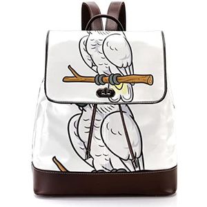 Gepersonaliseerde casual dagrugzak tas voor tiener witte kaketoe cartoon schooltassen boekentassen, Meerkleurig, 27x12.3x32cm, Rugzak Rugzakken
