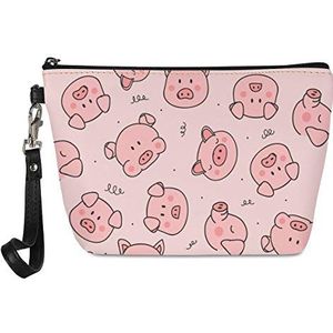 spArt Leuke Varken Print PU Lederen Cosmetische Pouch Reizen Casual Handvat Toiletry Opbergtas Make-up Case voor Dames Vrouwen