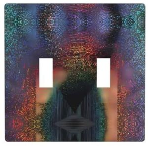 ZhaoYuGoods Holografische dromen print muurplaat, dubbele tuimellichtschakelaar outlet cover 2-gang 11,4 cm x 11,4 cm, decoratieve pc-voorplaat voor thuis en kantoor