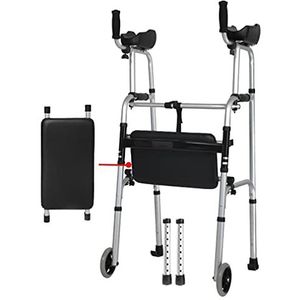 KRXSOBNV, Looprek Verrijdbaar for gehandicapten met zitting Opklapbaar Ouderen Loophulp Verstelbare hoogte Aluminium Lichtgewicht Verlangen naar ，Looprek