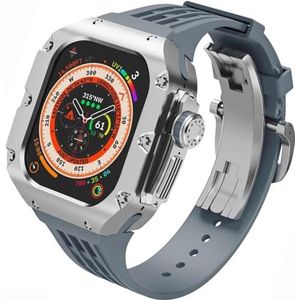 OFWAX Titanium Horloge Case Rubber Band Mod Kit, Voor Apple Watch Ultra2 Ultra8 49mm Serie, Rm Stijl Mannen Metalen Cover Horloge Band Vervanging Accessoires, Voor Iwatch 49mm upgrade, For Ultra 2,