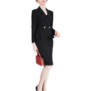 Dvbfufv Vrouwen Suits Vrouwen Herfst Mode Business Formele Slanke Blazers En Rok Set Dames Werk Rok Suits, Zwart, M