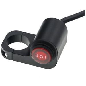 Motorfiets Stuur Schakelaar Stuurschakelaar ATV-licht 12V CNC-aluminiumlegering Met LED-knop Waterdichte Schakelaars(Red on-off-on)