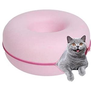 Cat Tube Bed, Vilt Kattennest, Tunnelbed voor Konijntjes Konijn Tunnel Donut Vormige Vilt Grot Kattenbed Huisdier Tunnel Voor Katten Gewoonten Konijntjes Kittens Semi