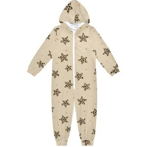 LI ZHI XIN Kinderpyjama uit één stuk met capuchon voor jongens en meisjes, jumpsuits voor kinderen, onesie, slaappak, alles-in-één pyjama, winter, warme huisjumpsuit, 5-14 jaar