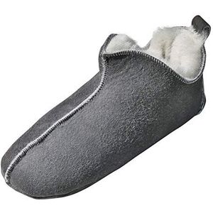 Hollert Bali Pantoffels van lamsvacht, leren schoenen, bedschoenen, grijs wit, 37 EU