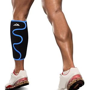supregear Kuitsteunbrace, Verstelbare Scheenspalk Compressie Kuit Wikkel Mouw voor Spierzwelling Wandeltraining Comfortabele Ademende Kuitsteun voor Mannen en Vrouwen, Zwart + Blauw