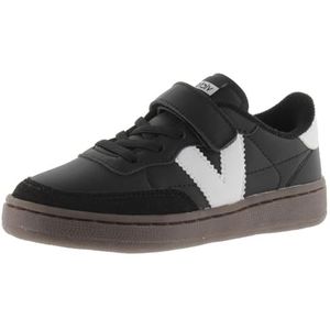 Victoria Oslo Unisex Leather Effect Low Tennis & Contrasting Pieces & Split Leather Effect Toe 1256100 for Kids NEGRO 30