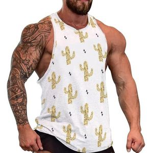Golden Cactuses heren tanktop grafische mouwloze bodybuilding T-shirts casual strand T-shirt grappige sportschool spier