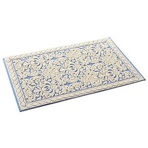 HomeLife Keukentapijt van katoen, wasbaar, Made in Italy, 60 x 180, moderne loper voor gang, elegante bedmat, huisloper, beige en design, koraalblauw, 60 x 180 cm, beige/blauw