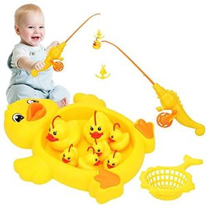 Kinderen Vissen Badspeeltje | Duck Fishing Toys 1 Paal En 7 Eenden | Waterspeelgoed Voor Peuters, Set Van 1 Hengel En 7 Badeendjes, Peuterzwembadspeelgoed Voor Kinderen, Meisjes, Jongens, Buiten