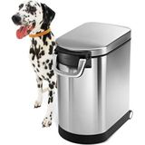 simplehuman CW1887 25L 12 kg middelgrote huisdier hond droog voedsel opslag container bak, deksel gemonteerde maatschep, luchtdichte afdichting, huisdierbestendig slot, verwijderbare BPA-vrije