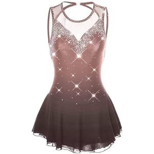 Nnnydjy Kinderen Kunstschaatsen Dansjurken Meisjes Mouwloos Professioneel IJsschaatskostuum Gymnastiekkleding Eenvoudig Royaal Leotard Balletrok Handgemaakt,F,11_13Years