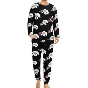 Grappige Mama Bear Autisme Awareness Comfortabele Heren Pyjama Set Ronde Hals Lange Mouw Loungewear met Zakken L