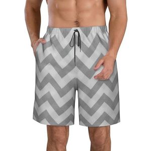 FRGMNT Groep Marokkaanse geometrische print heren sneldrogende zwemshorts strand korte plank spa shorts stretch gym shorts surfen short, Grijze Wave Streep, XXL