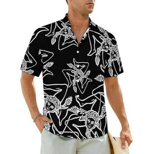 Siciliaanse Trinacria herenhemden korte mouwen strandshirt Hawaiiaans shirt casual zomer T-shirt L