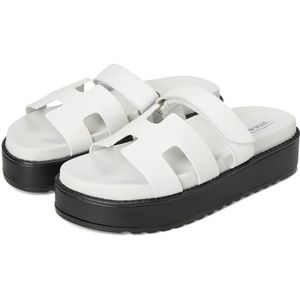 Steve Madden Bigmayven damessandaal, wit leer, maat 41 EU, Wit leder, 40 EU