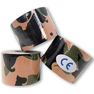 LisaCare Kinesiologie Tapes - Sport Tapes Set van 3 - Tape Enkelgewricht - Taping Tape - Tape Fysiotherapie - Body Tape Camouflage Latexvrij 5cm x 5m (3 rollen groen)