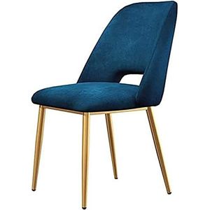 GEIRONV 1 stks moderne fluwelen eetkamerstoelen, metalen poten zacht kussen make-up stoelen antislip eetkamerstoelen keuken woonkamer stoelen Eetstoelen (Color : Blue, Size : 43x46x81cm)