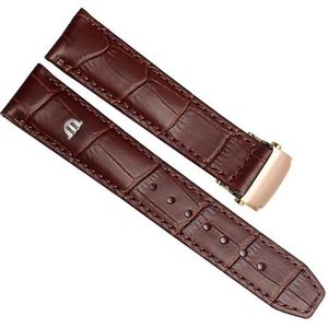 dayeer Vrije tijd zakelijke koe lederen armband voor MAURICE LACROIX horlogebanden Echt lederen horlogeband met vouwgesp (Color : Brown rose buckle, Size : 22mm)