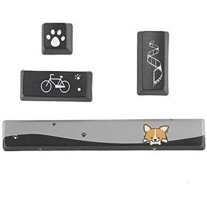 Computer DIY Vervang Keycaps 4 stuks Key Caps voor mechanische toetsenbordruimte + ESC + Enter + Numpad Enter Bouton Mini Black Dogs Pattern PTB Keycaps(Zwart)