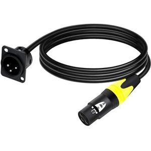 D-Type XLR Mannelijke Paneelmontage naar XLR Vrouwelijke Connector Pass Through Kabel, 3 Pin XLR Pass Thru Converter Compatibel met Microfoon (Color : Yellow, Size : 2m)