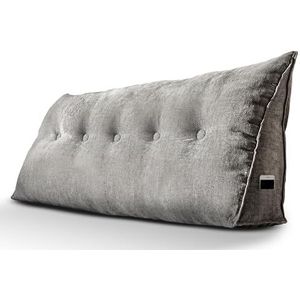 Björn&Schiller rugkussen, Leeskussen voor bed en bank, wigkussen, positioneringsteunkussen, zitkussen, driehoekskussen, groot met wasbare hoes, wigvormig kussen voor op bed (Grijs, 140 cm)