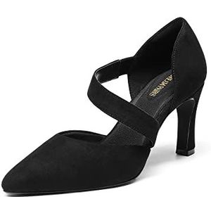 Hoge Hakken Schoenen Met Open Hiel En Dichte Neus Zwarte Pumps Met