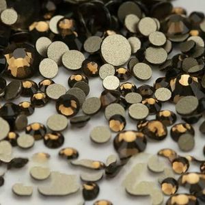 14400 stuks groothandel SS4-SS20 mixformaat glazen strass steentjes kristal niet-hotfix gouden flatback stenen voor doe-het-zelf nagelkunst accessoires-gerookte top