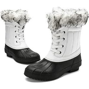 Regenlaarzen Vrouwen Snowboots Winter Houd Warm Lady Duck Laarzen Waterdichte Antislip Rubber Regen Schoenen Vrouwelijke Mode Vrouwen Casual Schoenen 36-42 Regenschoenen (Color : G02-White, Size : 1