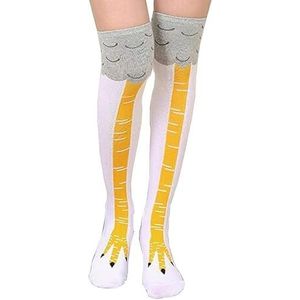 Crazy Funny Chicken Legs Kniehoge Nieuwigheid Sokken Grappige Geschenken/44(White,20inch)