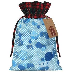 Blauwe polka dot print herbruikbare geschenktas-trekkoord kerstcadeau tas, perfect voor feestelijke seizoenen, kunst & ambachtelijke tas