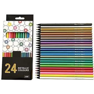 24 Count Metallic Kleurpotloden Diverse Kleurpotloden Set Houten Tekening Potloden Voor Kids Art Tekening Kleurboek Houten Tekening Potlood Metallic Kleurpotloden Set Schetsen Potlood Set Voor Kunst